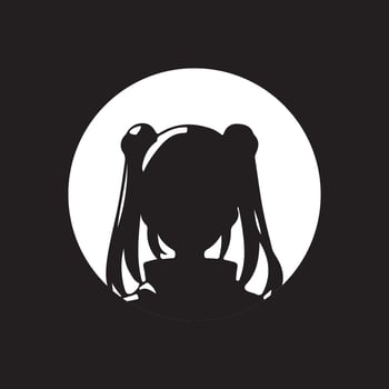 a girl with long hair in a circle vector
