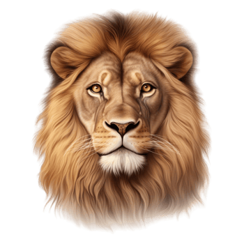 Majestic Adult Lion Portrait with a Golden Mane png