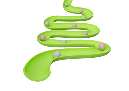 Human Gut Model System Or Intestinal Tract Mockup With Balls Rolling Down 3D Illustration png