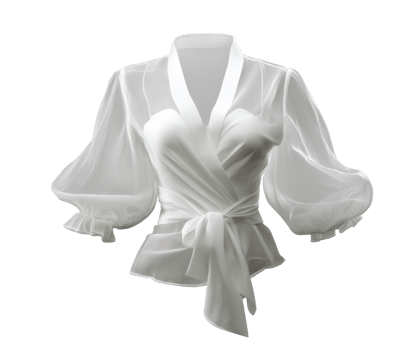 Elegant white blouse with puff sleeves for stylish outfits png