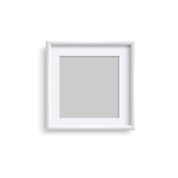 Realistic white square blank frame isolated on white background vector