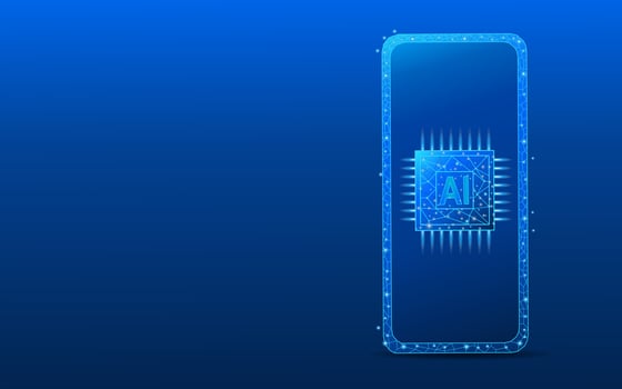 smartphone Abstract blue technology digital AI chip on screen vector