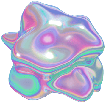 3d holographic fluid shape, iridescent chrome abstract form png