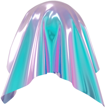 3d holographic cloth shape, iridescent chrome fluid abstract form png