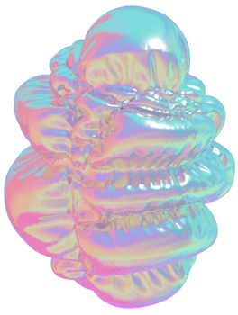 3d holographic inflatable shape, iridescent chrome fluid abstract form png