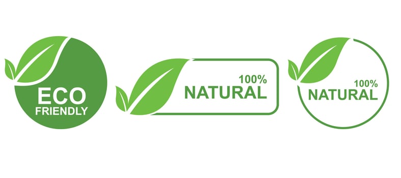 Eco Friendly and 100 Percent Natural Product Labels vector
