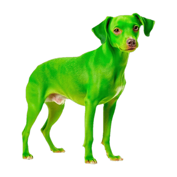 a green dog standing on a transparent background png