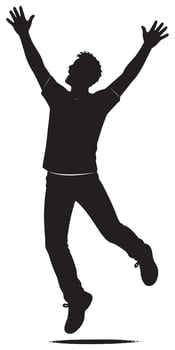Silhouette of jumping man design element for graphic design and creative projects black and white style vector