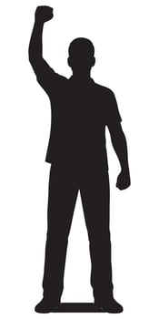 Silhouette man raising fist illustration for protest movement and social justice theme design element vector