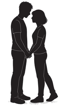 Silhouette of couple holding hands illustration for love romance and relationship graphic design elements vector