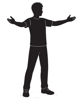 Silhouette of man with arms outstretched for design and creative projects open arms illustration vector