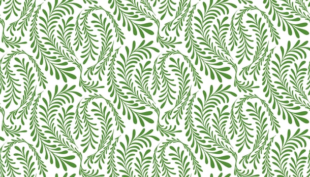 Green fern pattern seamless on a white background. Elegant nature fern leaf pattern with swirling leaves, perfect for textiles, wallpaper, and decorative backgrounds. vector