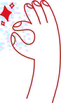 Hand drawn okay gesture with sparkling stars icon in modern minimalist linear art style vector