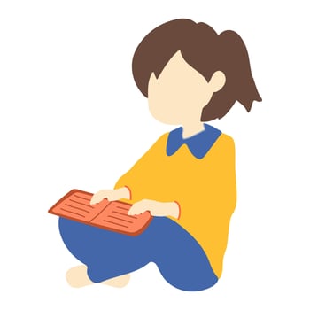 Girl Reading Book Seated vector