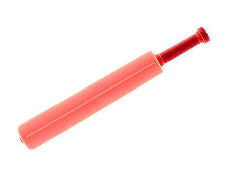 A red plastic cricket bat isolated on transparent background. png
