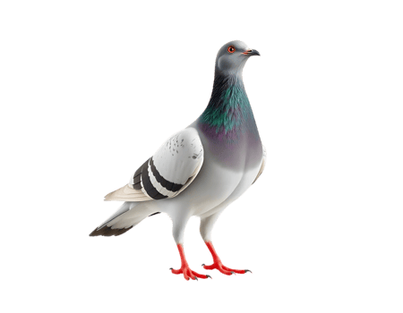 A detailed realistic image of a pigeon, isolated on transparent background png