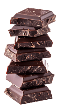 stack of cracked dark chocolate bars with rough surface and rich cocoa texture on isolated background, gourmet dessert element png