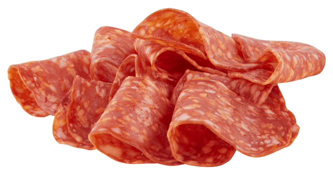 Sliced Mortadella salami cut out isolated transparent background png