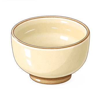 Illustration of Small tea bowl with a smooth gloss, Cream, transparent background png