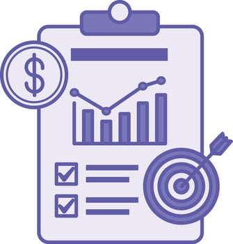 Colored Project Icon. Illustration. Document with Profit Chart and Financial Goal. Concept Work and Business vector