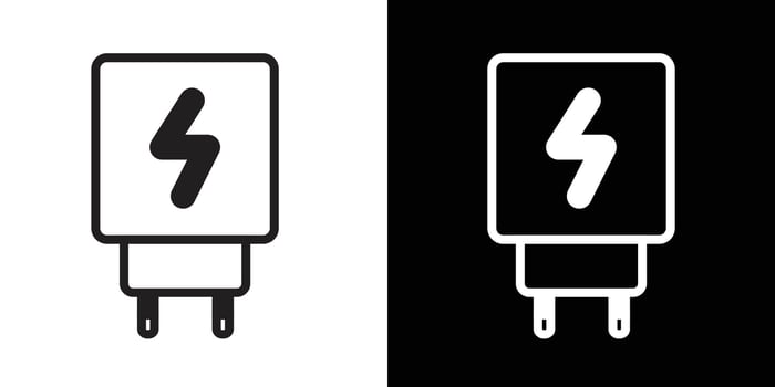 Minimalistic Icon of Electric Charger in Black and White Design vector