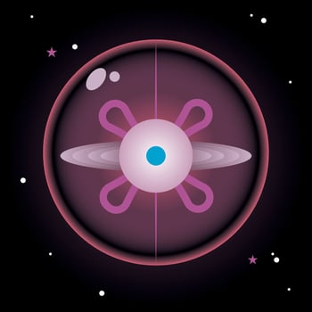 Futuristic glowing atom. vector