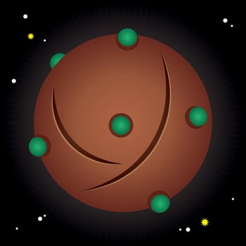 Brown alien orb planet. vector