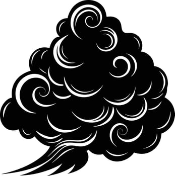 A black and white smoke cloud with swirls vector