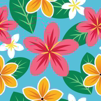 Lively Vibrant Floral Pattern Featuring Multicolored Blooms and Delicate Green Leaves vector