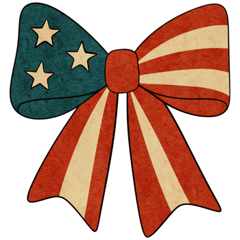 Retro American Flag Bow for 4th of July in Vintage Style png