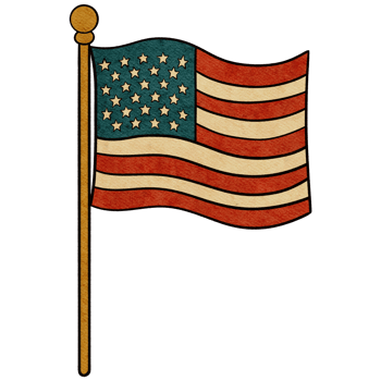 Retro American Flag for 4th of July on Transparent Background png