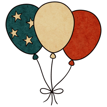 Retro Red, White, and Blue Balloons for 4th of July on Transparent Background png