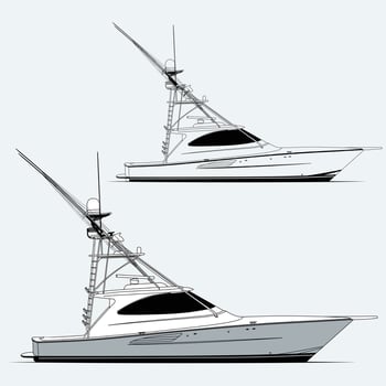 Boat Illustration Sportfishing Boats Outboard and Inboard Profile Views vector