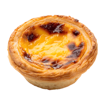 Classic custard tart with golden crust and caramelized surface png