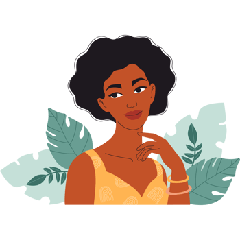 Pretty African American Woman with leaves png