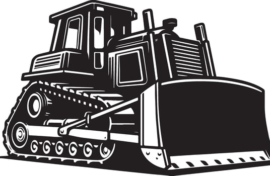 Bulldozer Silhouette Heavy Equipment Construction Icon vector