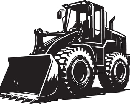 bulldozer illustration Wheel Loader Silhouette Heavy Construction Machinery Icon new trendy unique 2025 vector