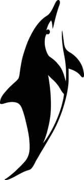 Simple Black Silhouette of a Dolphin, Minimal Dolphin Shape Design vector