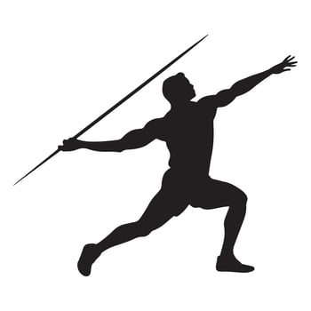 Silhouette of Javelin Thrower in Motion vector
