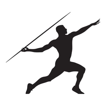 Javelin Thrower Sport Silhouette on White Background vector