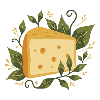 A cheese slice with a sun on it vector