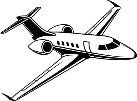 White jet plane with a black tail vector