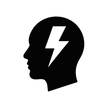 A silhouette of a human head features a bold lightning bolt symbol inside cutouts png