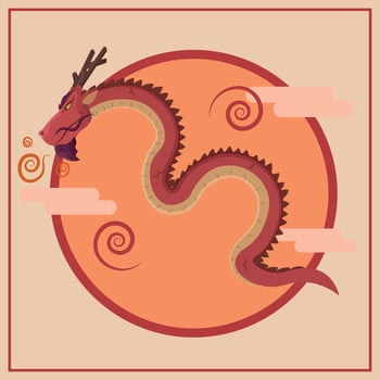 Colored chinese dragon on background. vector