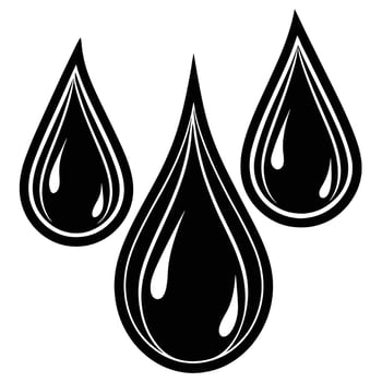 Three stylized black raindrops illustration design element vector