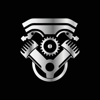 a black and white logo of a motorcycle engine . Gear and engine icon. vector