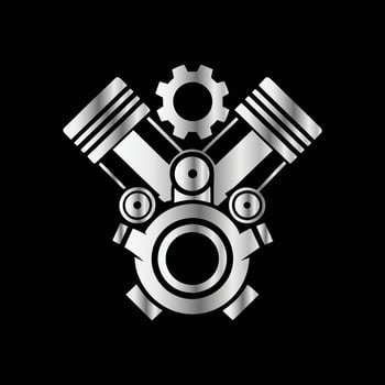 a black and white logo of a motorcycle engine. Gear and engine icon. vector