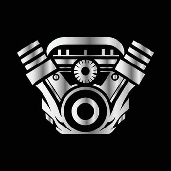 a black and white logo of a car engine vector