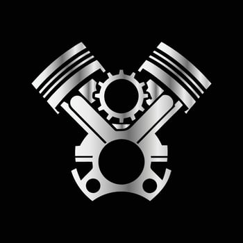 a black and white logo of a motorcycle engine . vector