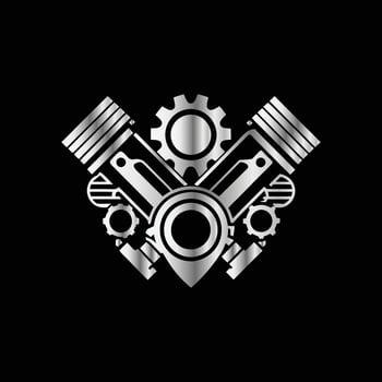 a logo for a car engine on a black background vector